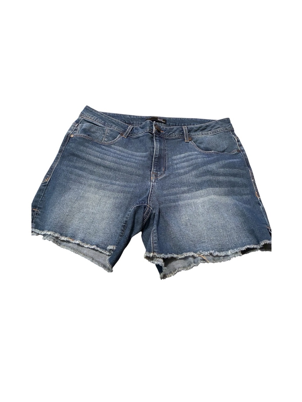 1822 Denim Frayed Hem Blue Cutoff Jean Shorts
